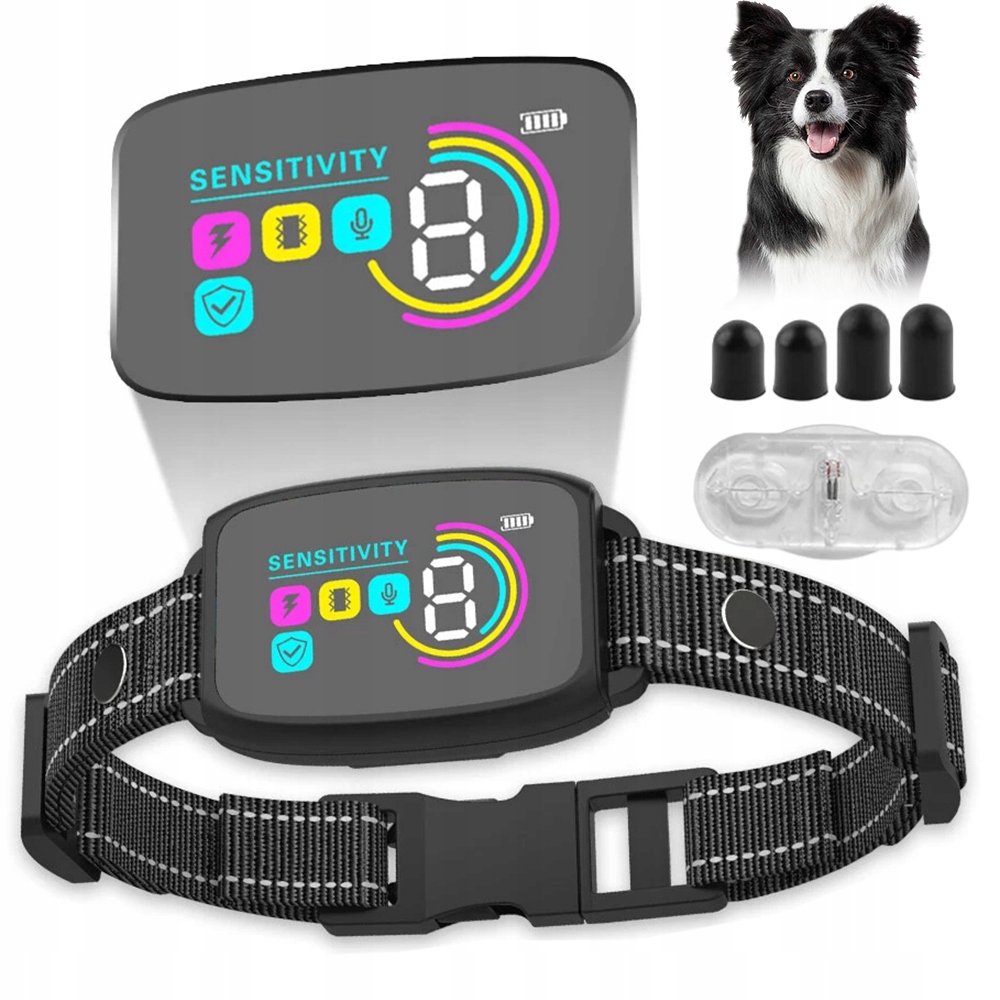 Levně IP67 Obojek S 8 Úrovněmi Citlivosti Led, Barevný Rozhraní, Černý