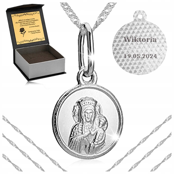 Stříbrný Řetízek Medaile 925 Dárek Pro Dívku K Přijímání Gravírování