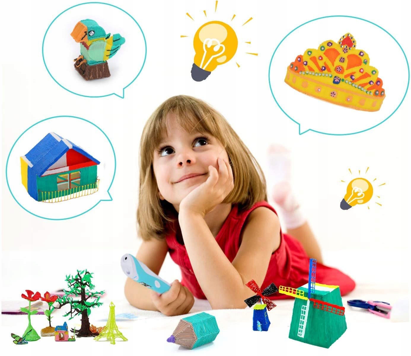 MAGICZNY DŁUGOPIS 3D DRUKARKA PEN FILAMENT WKŁADY KOLOROWE 210M ZESTAW XXL Stan opakowania oryginalne