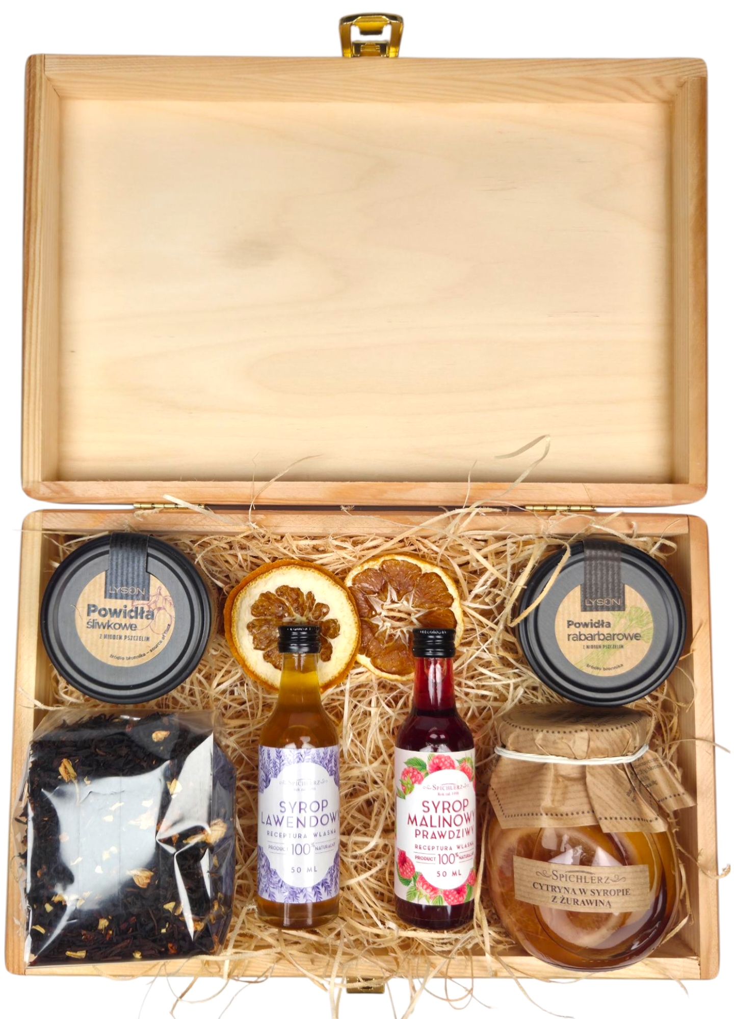 Levně Dárková Krabička Pro Maminku Dědečkovy Ženy Dřevěný Sirup Malina Čaj