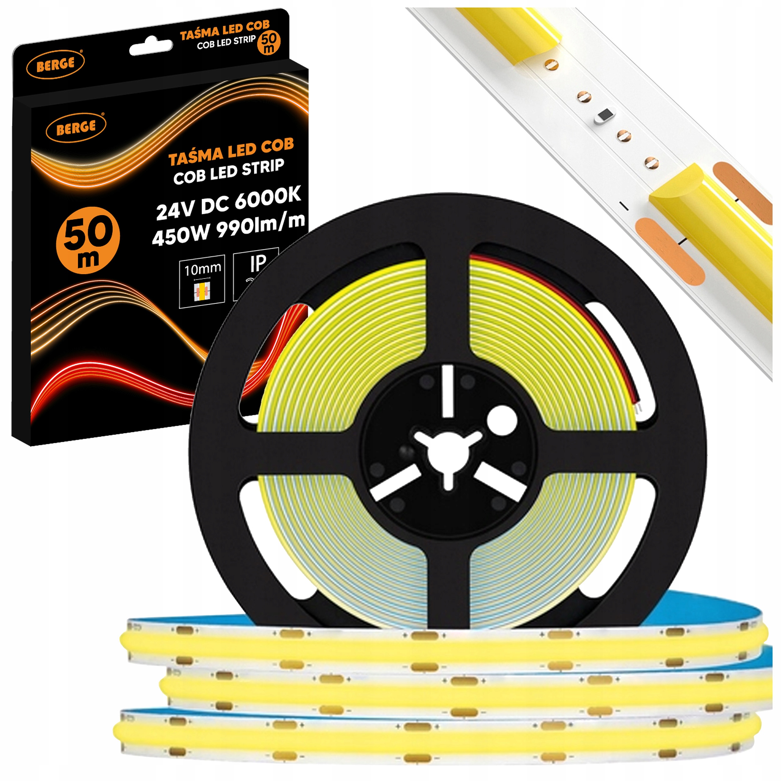 Led pásek Cob Neon 24V 50 m Velká role 480 diod 9W 990lm 6000K Studená 8mm