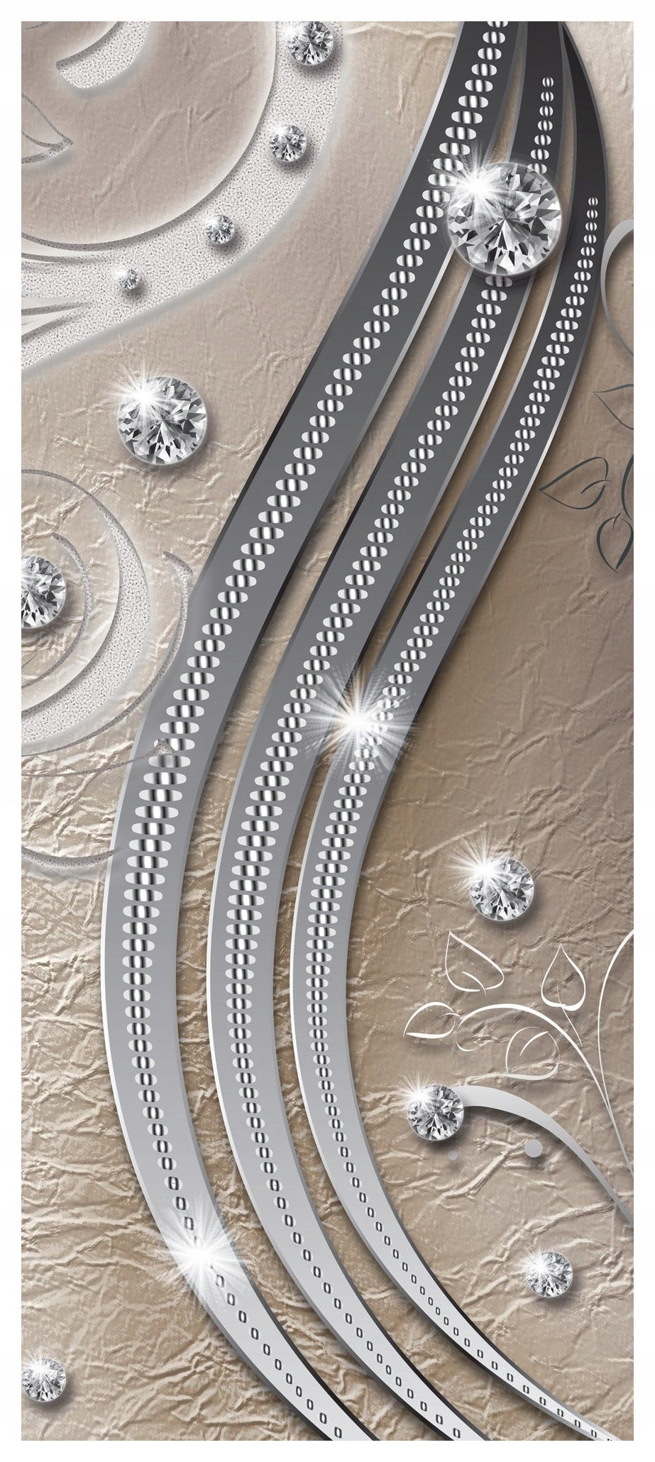 Samolepka Fototapeta Béžová Elegance stříbra s diamanty 91x211