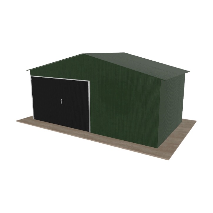 Plechová garáž 5.5 x 3 m jednopolohová, dvouspádová, zelená