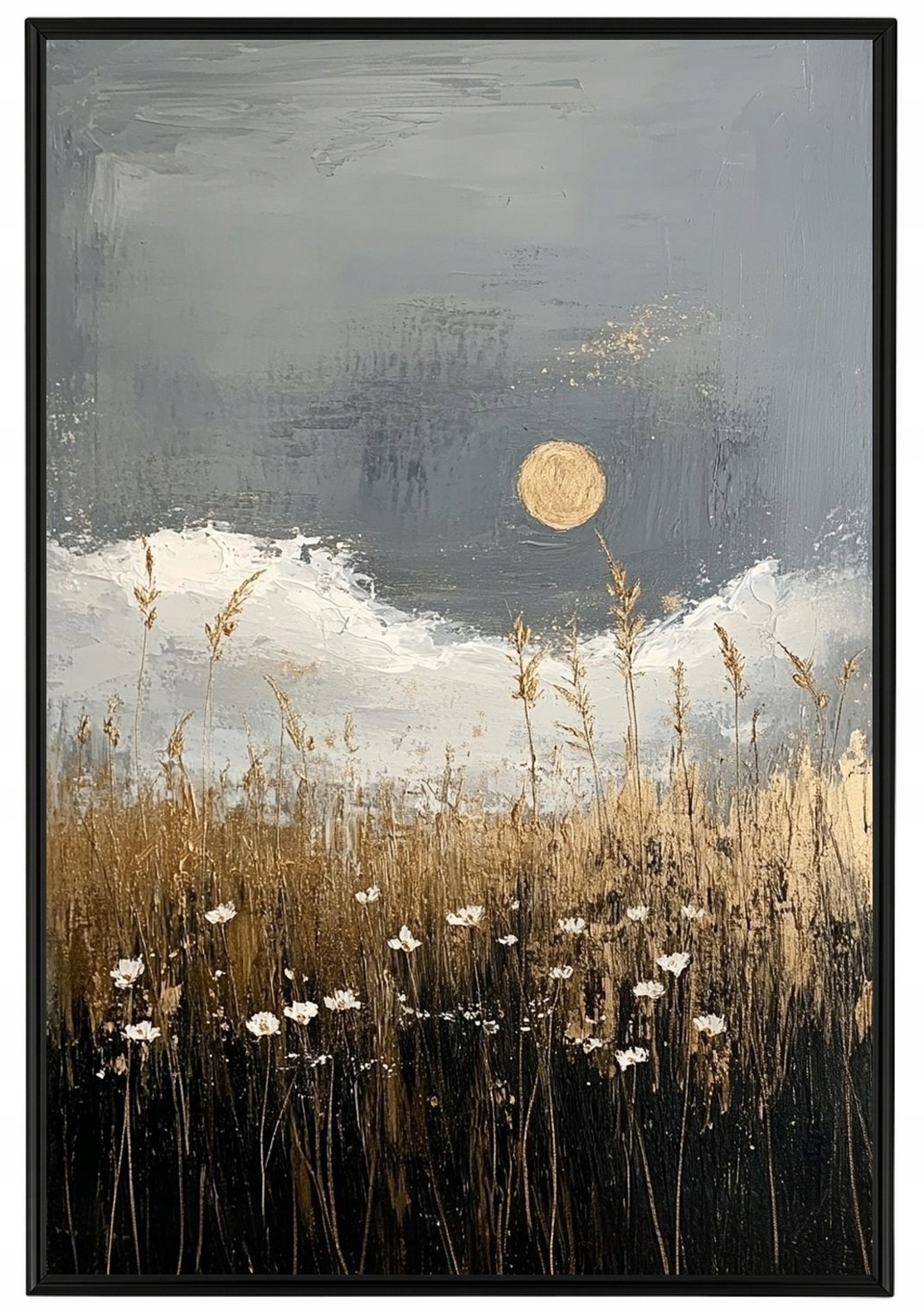 Rámeček S Hliníkovým Plakát Abstrakce Krajina Pole Obilí Noc Měsíc 40x60