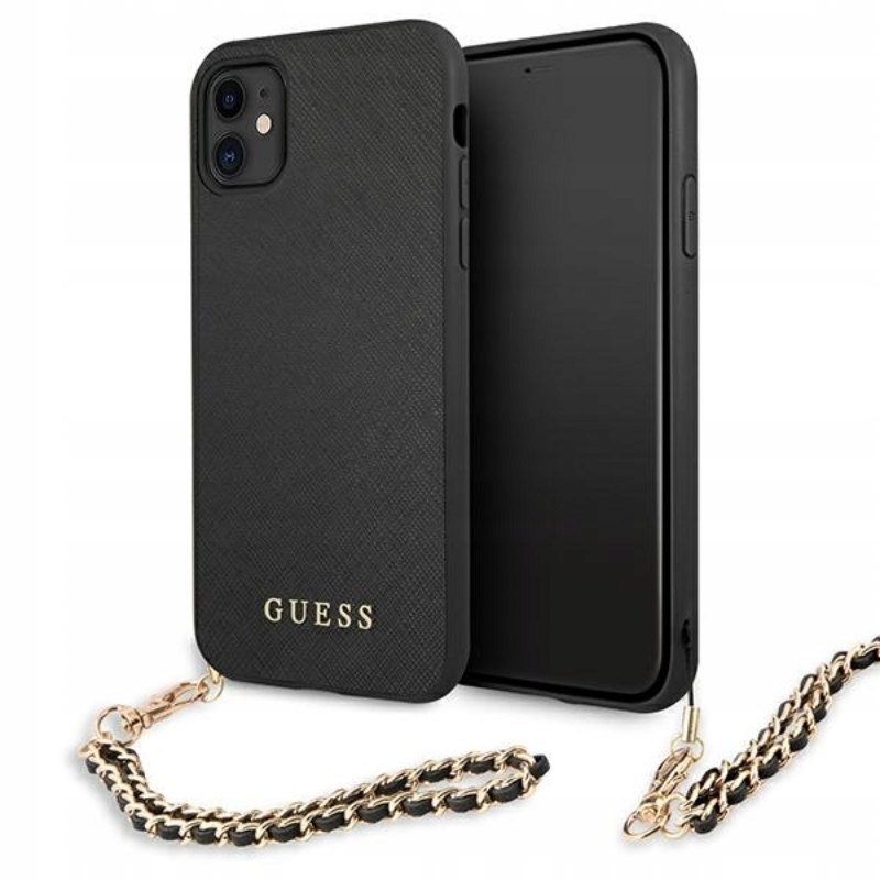 Guess Saffiano Chain Pouzdro na iPhone 11 (černý)