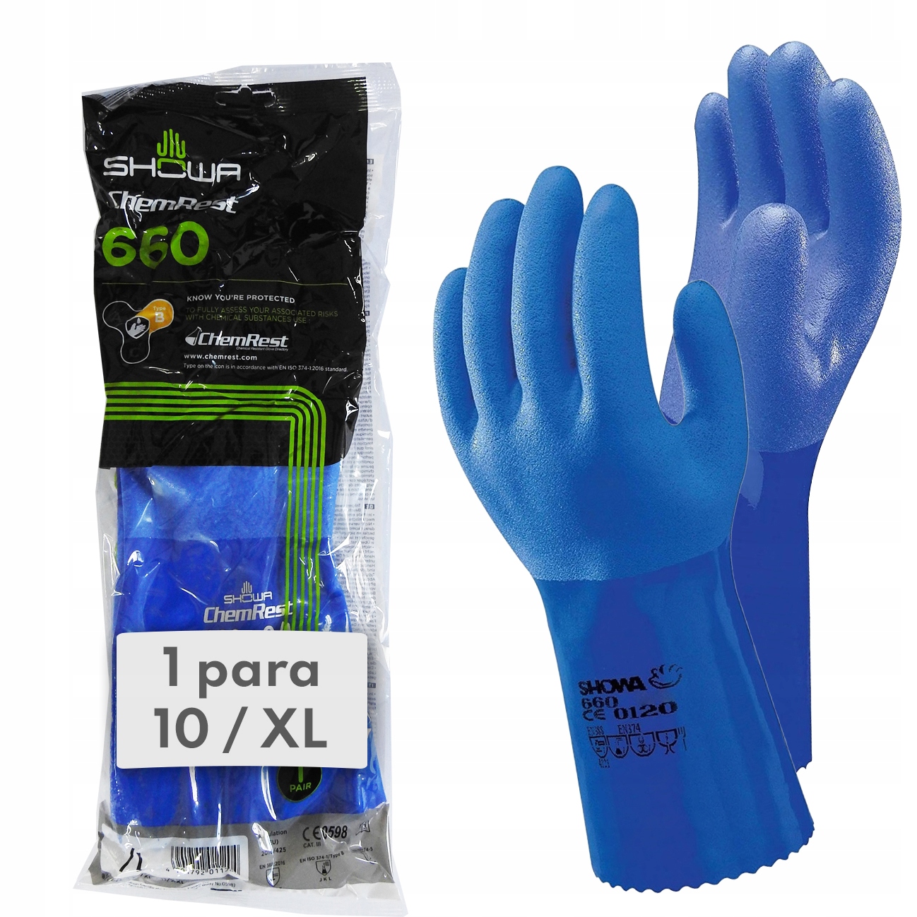 

Rękawice Robocze Chemoodporne Showa 1 para r. 10
