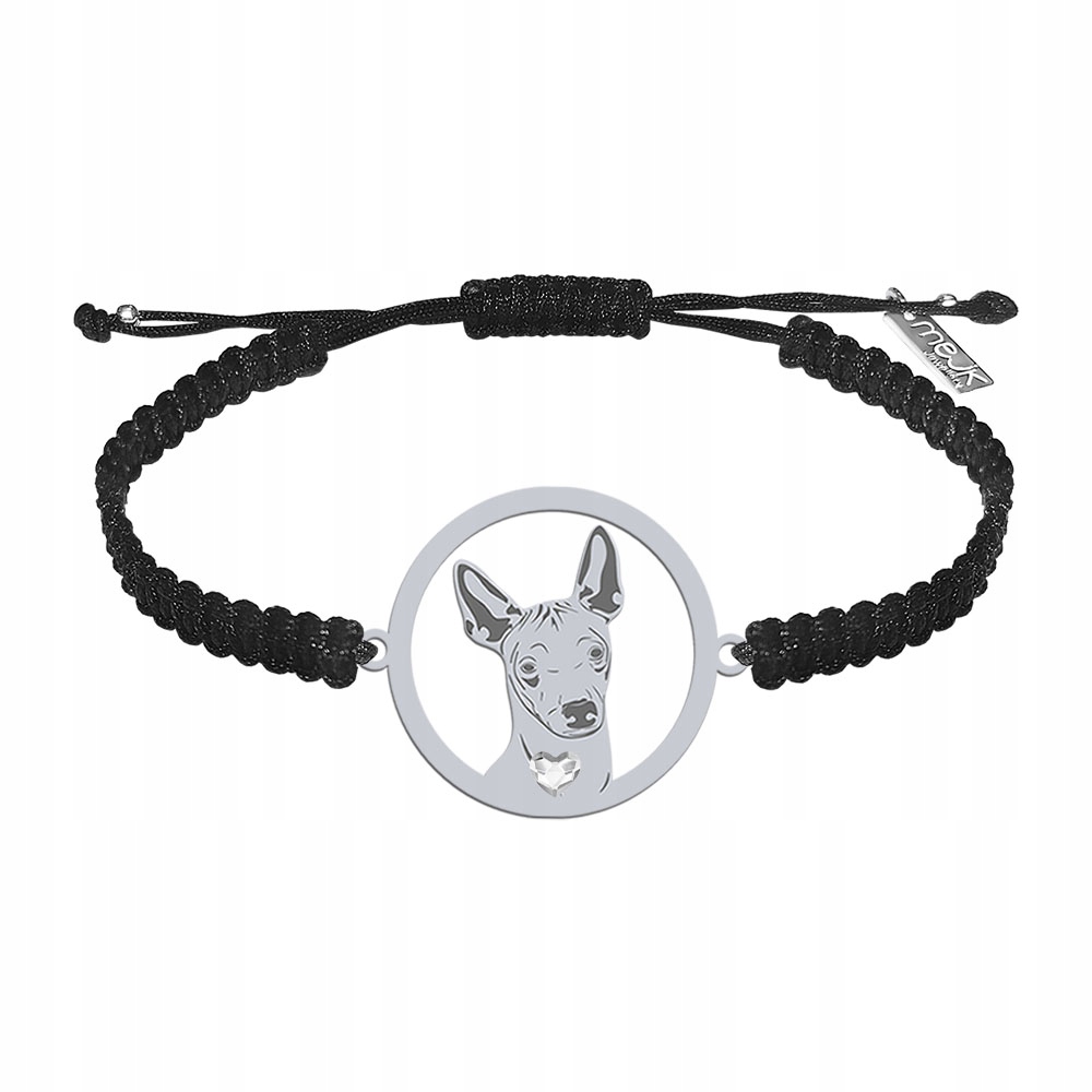 Stříbrný náramek s psem Xolo Stříbro 925 Makramé Dárek Šperky Gravírování
