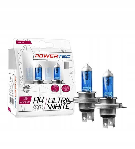 

Białe Żarówki H4 +100% Światła Ultra White Mocne