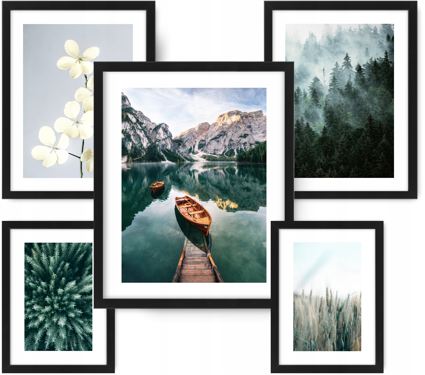 Jezero Les Zeleň 5 obrazů plakáty, rámy ikea #7