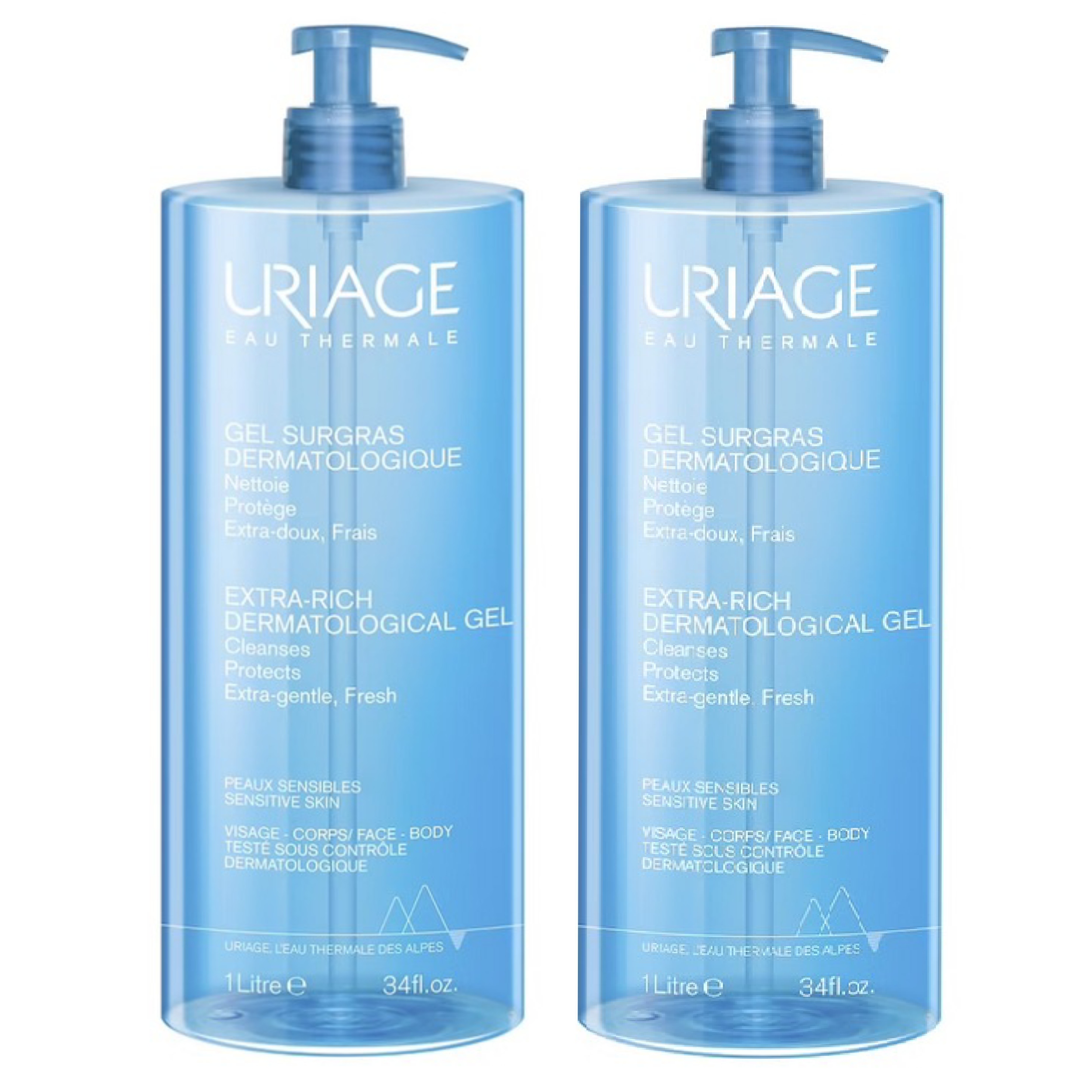 Uriage Dermatologiczny Żel do Mycia Ciała 1000 ml Eau Thermale 2x