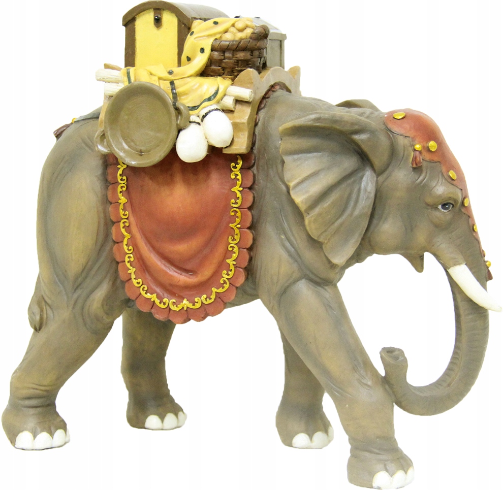 

Piękny Słoń Z Bagażem- 19,5cm wysoki do figur 17cm