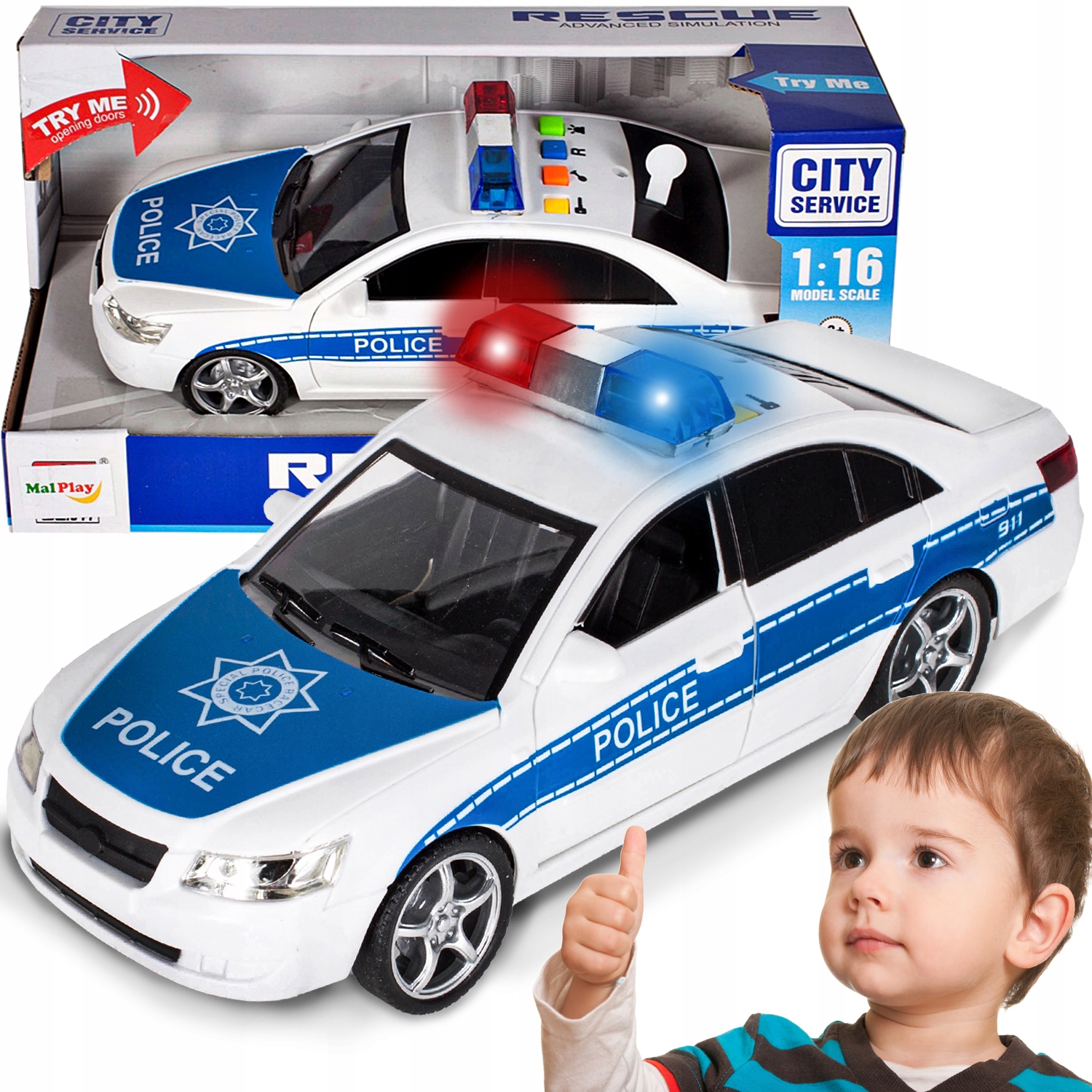 POLICEJNÍ AUTO POLICEJNÍ AUTO 1:16 SE ZVUKY A SVĚTLY