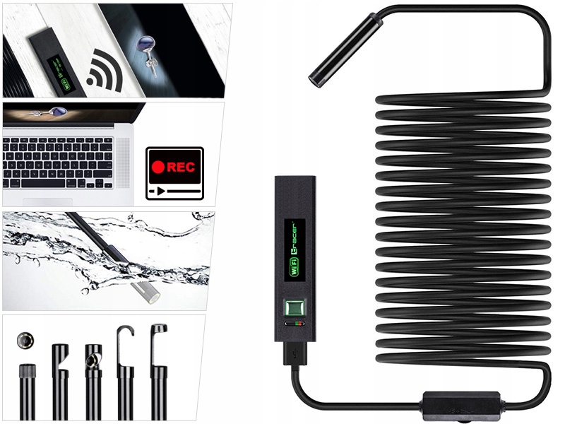 KAMERA ENDOSKOPOWA INSPEKCYJNA TELEFON USB-C PC WIFI LED PRZEWÓD 5M / 8MM