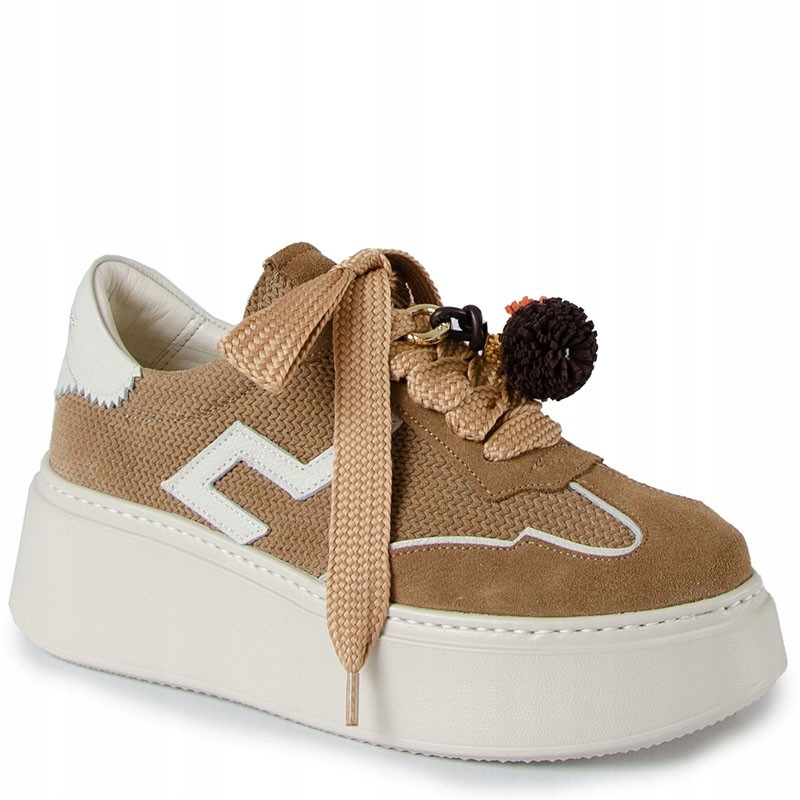 Karino 6022 Béžové Kožené Tenisky S Ozdobou 36