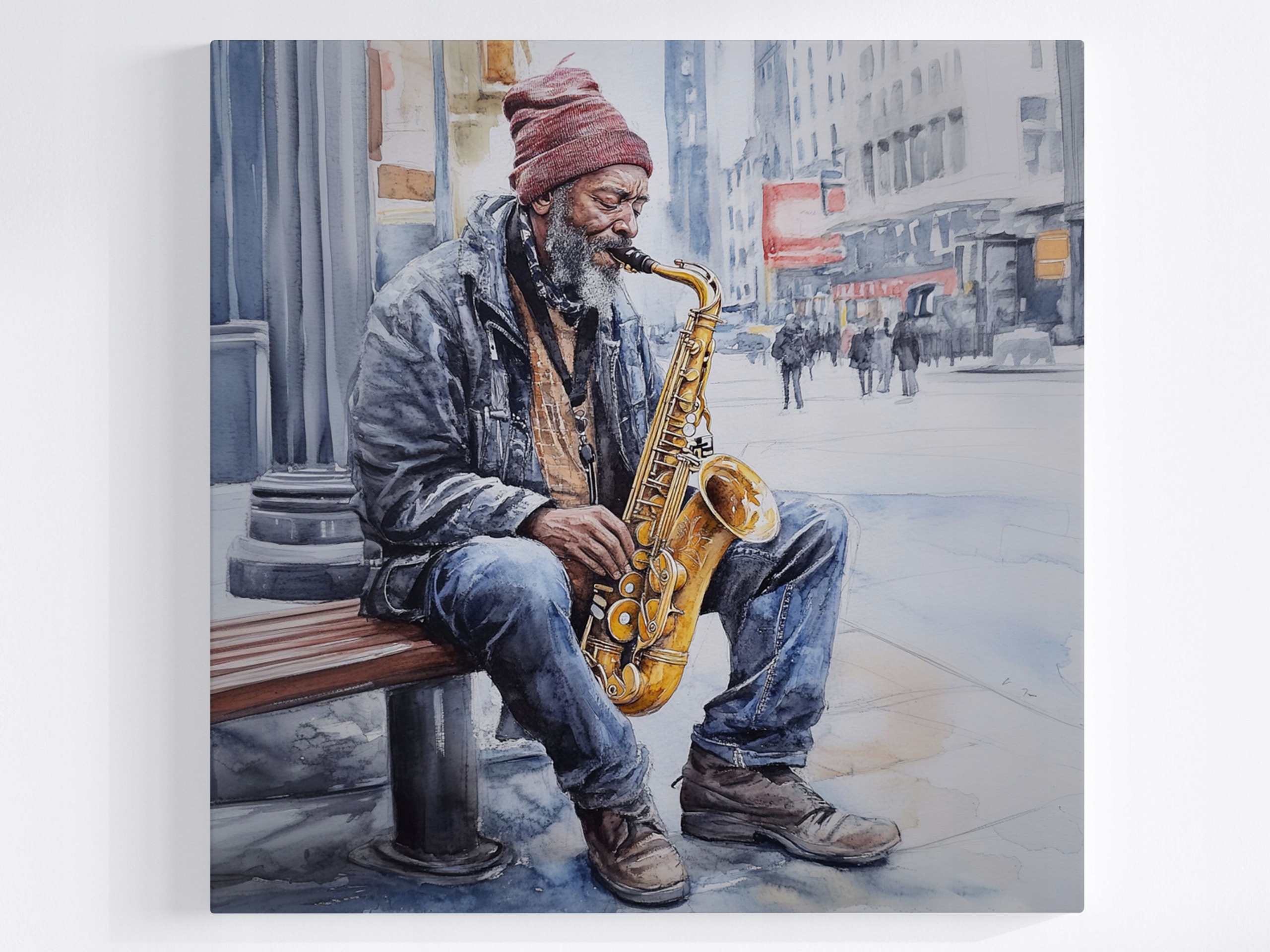 Obraz Na Plátně Canvas Muž Hudba Saxofon Ulice Město Nyc 60x60
