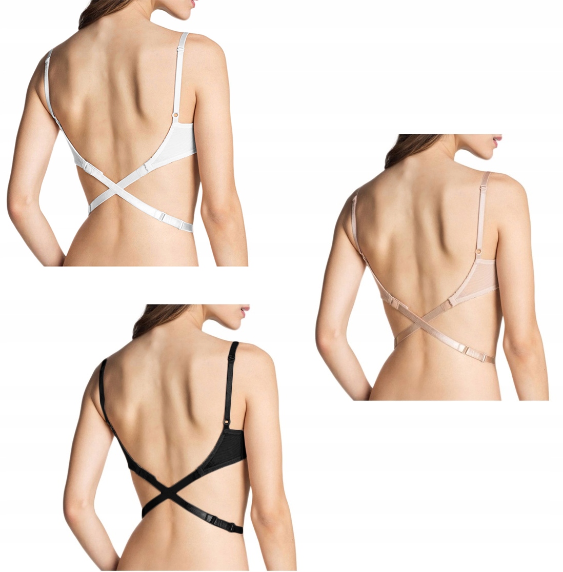 3x PASEK OBNIŻAJĄCY ZAPIĘCIE STANIK GOŁE PLECY Model 009