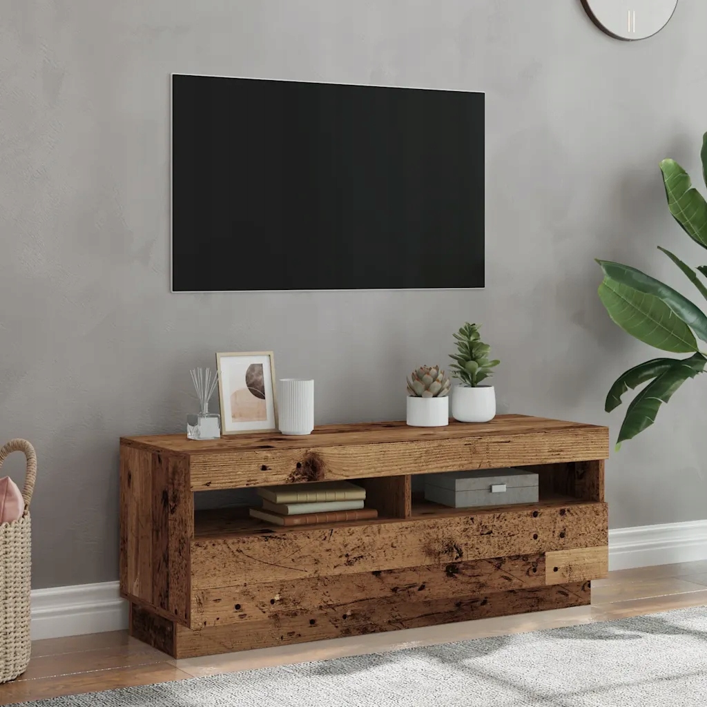 Tv stolek s Led old wood 100 x 35 x 40 cm kompozitní dřevo Old wood 856355