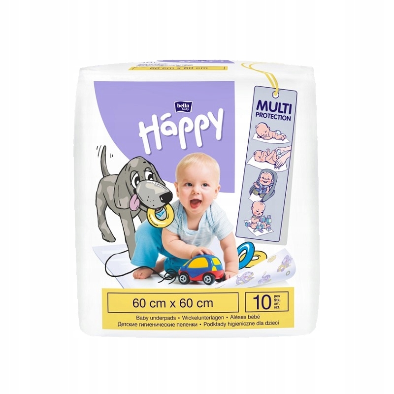 BELLA HAPPY PODKŁADY DO PRZEWIJANIA 60x60 10 szt. Waga produktu z opakowaniem jednostkowym 0.71 kg