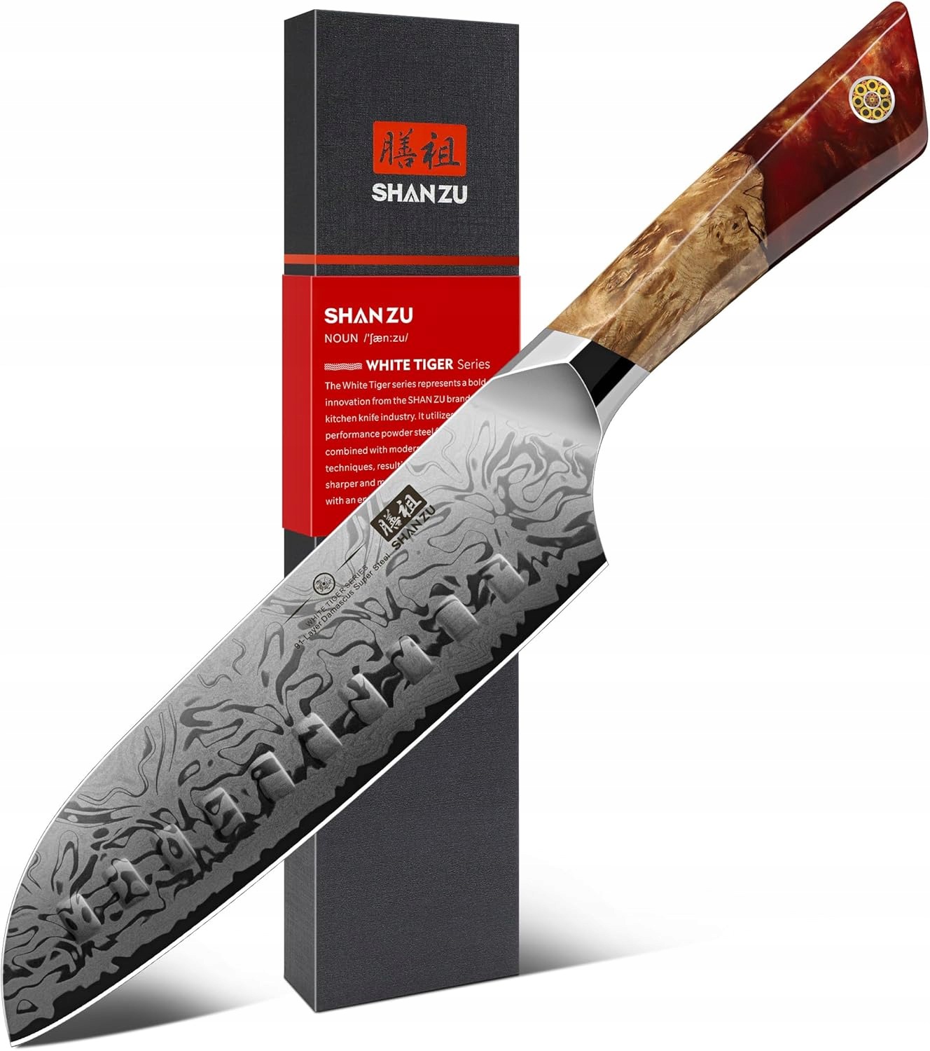 Shan ZUNóż Santoku Damast 18 cm kuchynský nôž s jadrom z práškovej ocele