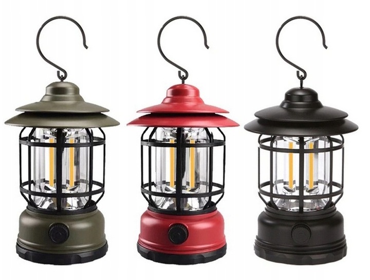 Lampka kempingowa LED AKU 18650 CAMPING LAMPA COB USB ładowana LT24 Kolor czarny