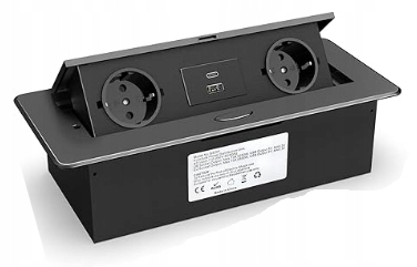 Výsuvná Zásuvková Lišta Usb C Pd 20W 2 zásuvky pro pracovní desku 2500W černá