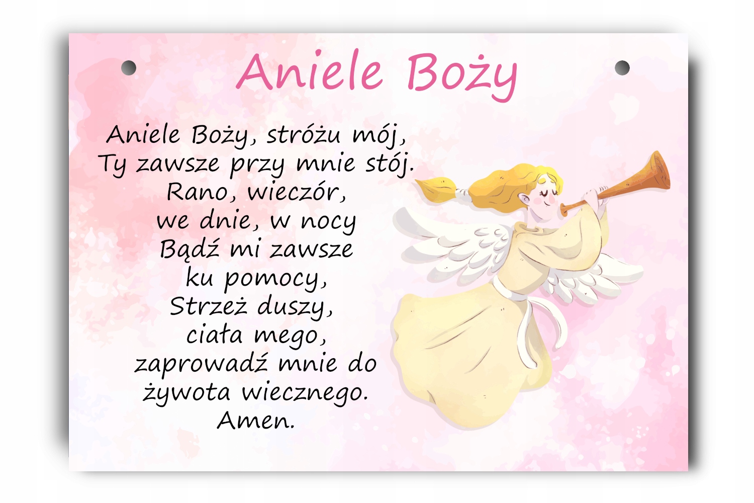 

Różowa tablica modlitwa Aniele Boży dla dzieci A4