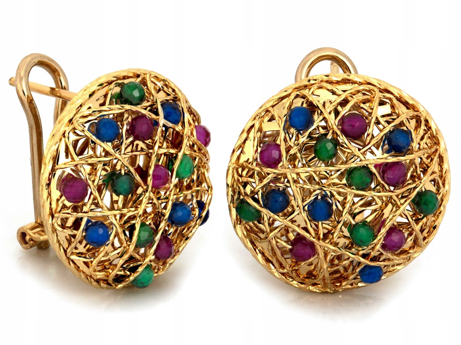 Náušnice zlaté 585 14k s barevnými zirkony 6.32g pro ženu