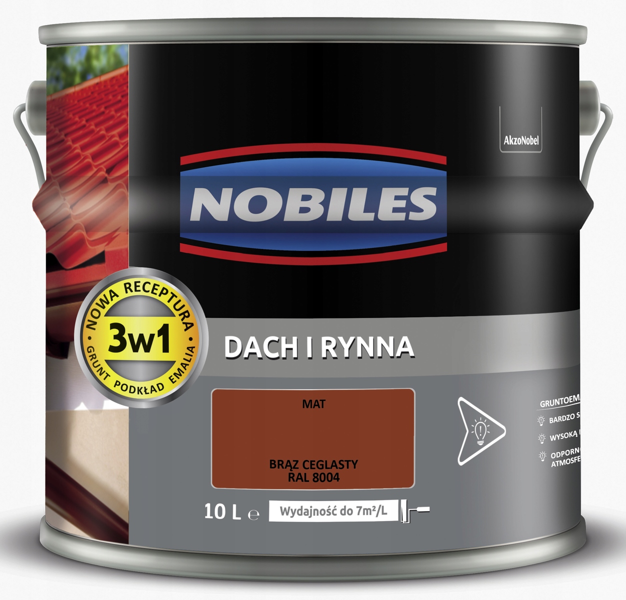 Nobiles Farba na maľovanie striech pozinkovaná Strecha a žľab 10L Hnedá Ral 8004