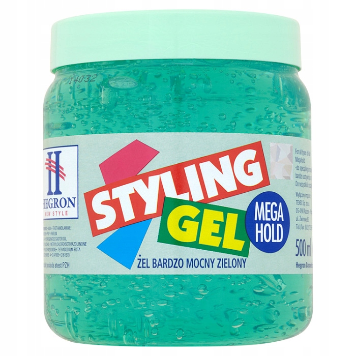 HEGRON Żel Styling Gel Mega Hold ZIELONY 500ml