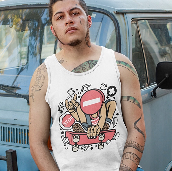TANK TOP ANIMOWANE STOP SIGN SKATER Rozmiar XL