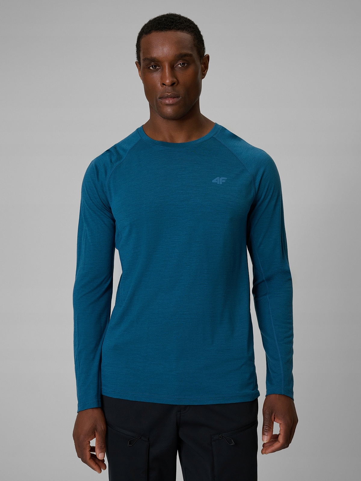 4F Pánský Longsleeve Tyrkysový Merino Rychleschnoucí XXL