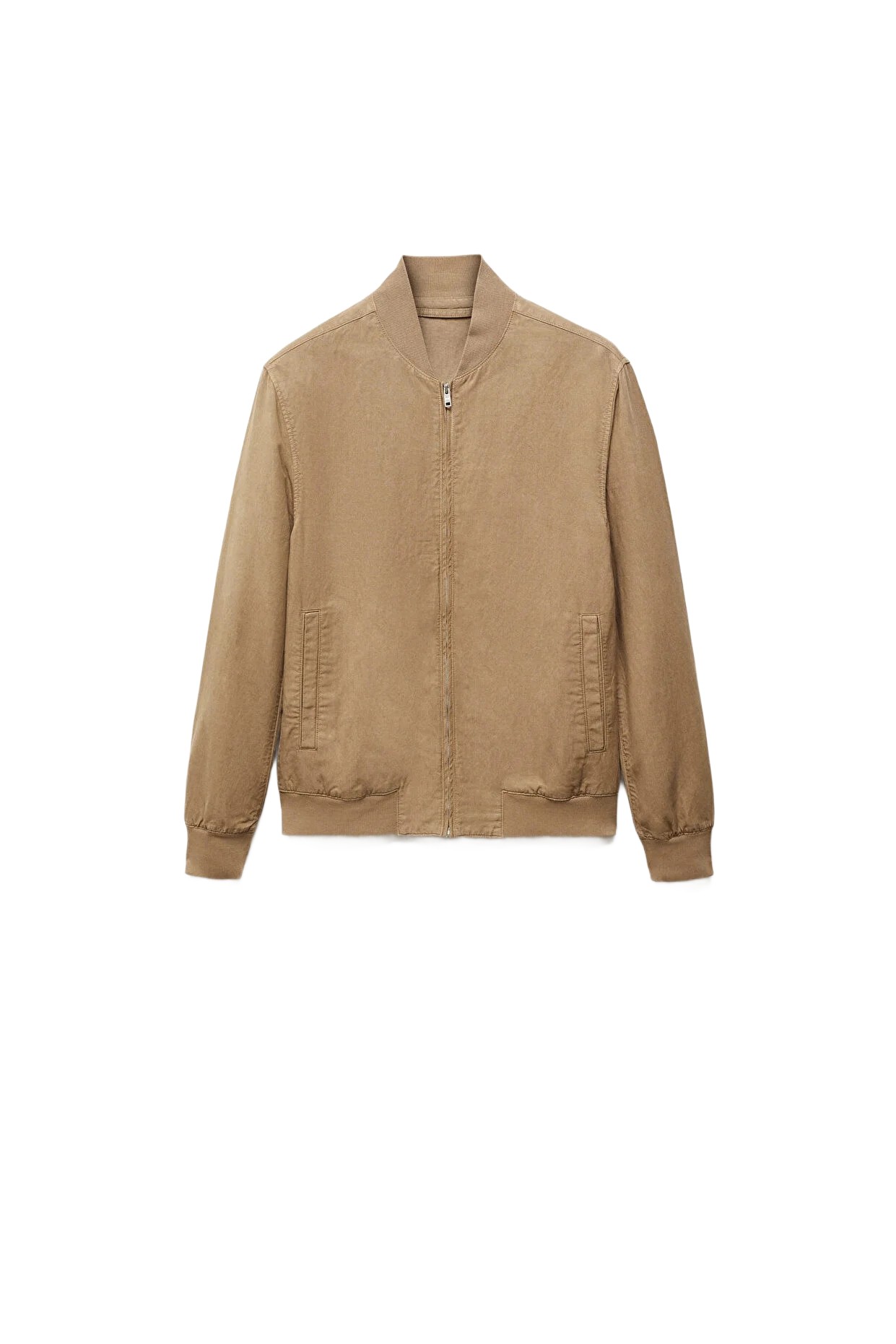 Mango Man Pánská Bunda Béžová Bomber Zip Bavlna L 5DA