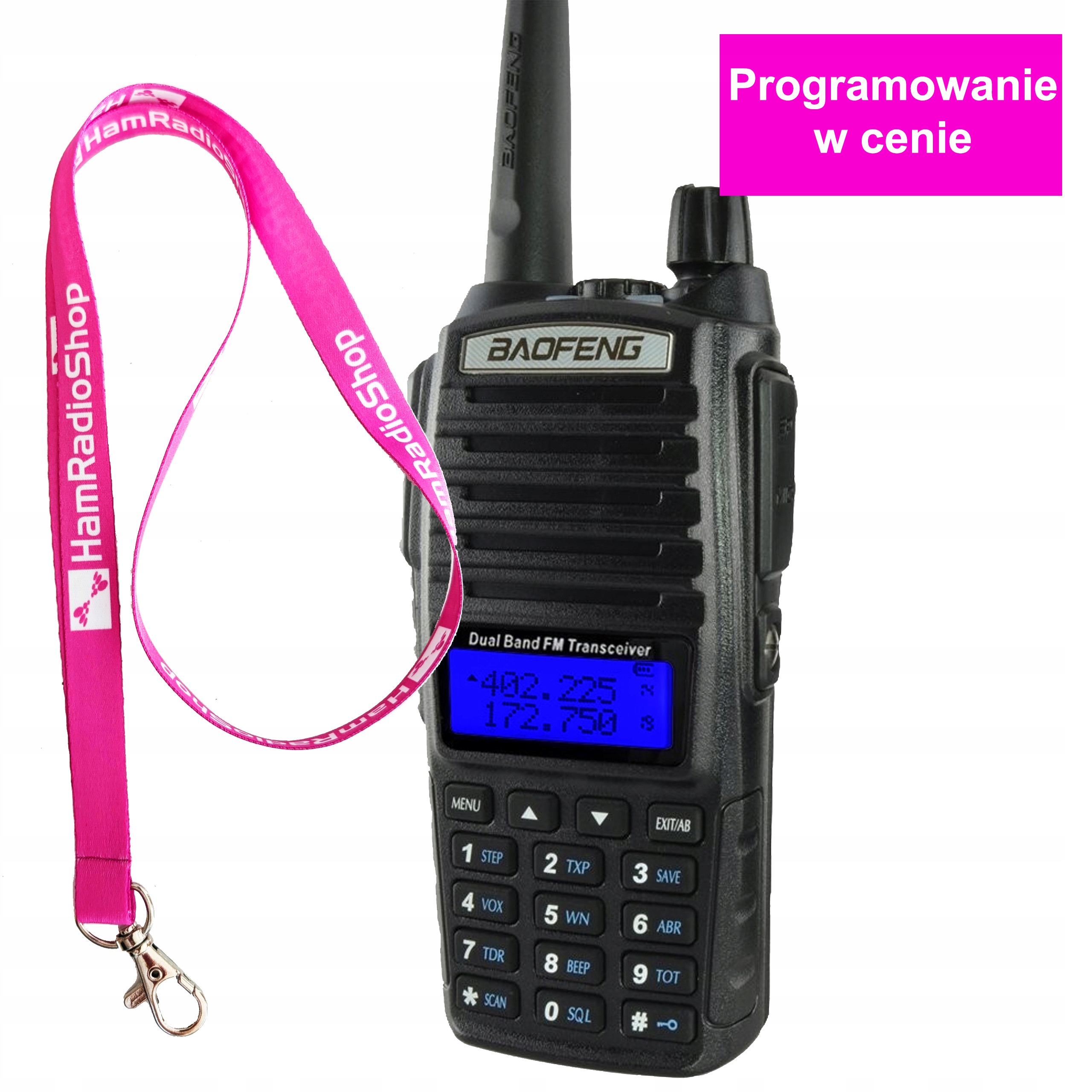 Baofeng UV-82 EU82X 8W Radiotelefon Dual Ptt i Ce Red Programowanie!