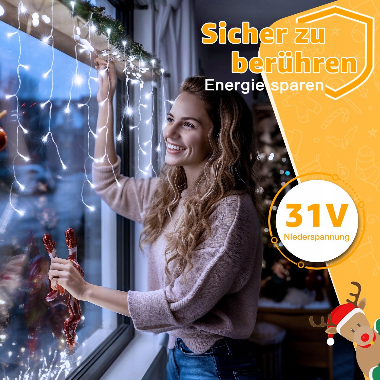 OLLNY Lampa LED Zewnętrzna 15M 594 LED Z Pilotem 8 Trybów — miniatura 7