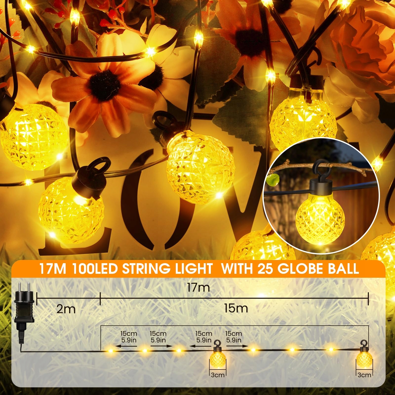 PHILIPS Lampa LED Zewnętrzna 100 LED 17M 8 Trybów IP65 na Taras i Ogród — miniatura 2