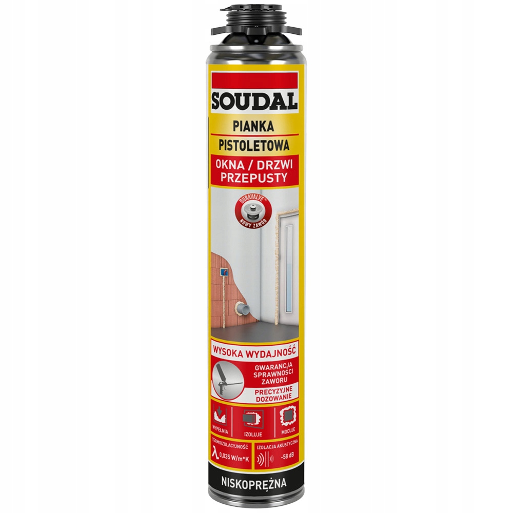 PIANKA MONTAŻOWA PISTOLETOWA NISKOPRĘŻNA PIANA 750 ml YELLOW SOUDAL Kod producenta 121105