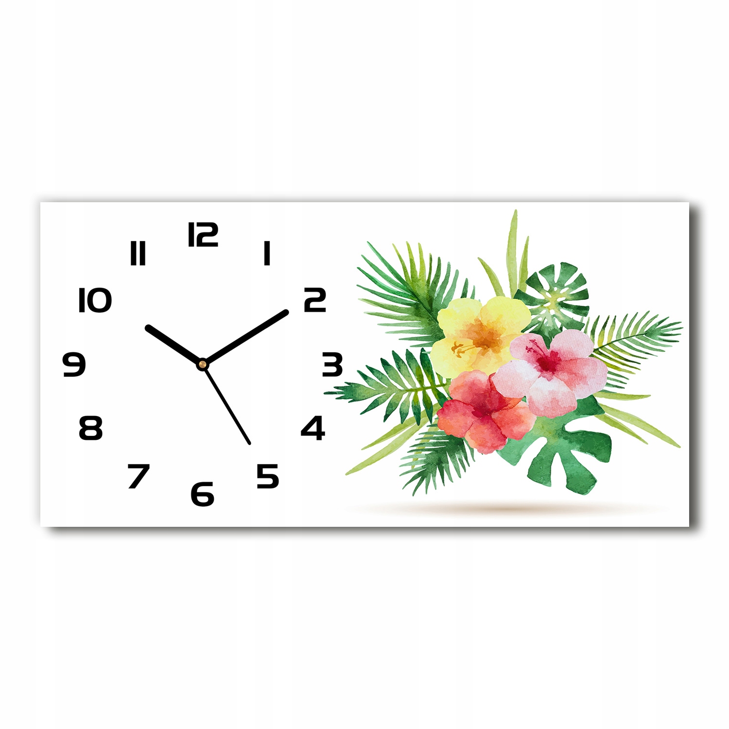 

Zegar ze szkła na ścianę Hawajskie kwiaty 60x30 cm