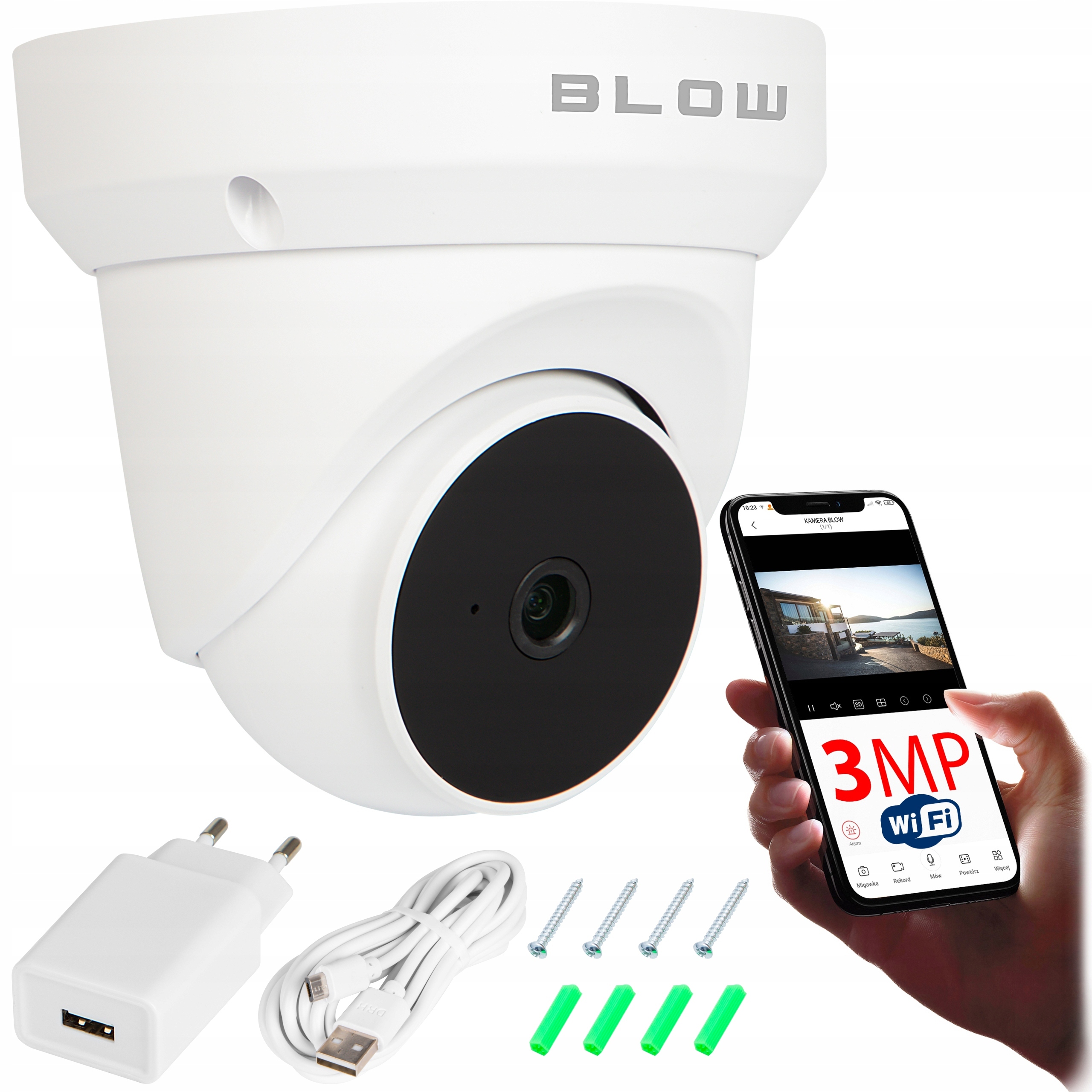 KAMERA WiFi ZOOM ZWNĘTRZNA WEWNĘTRZNA 3MP OBROTOWA 360 STOPNI INTERKOM IP66