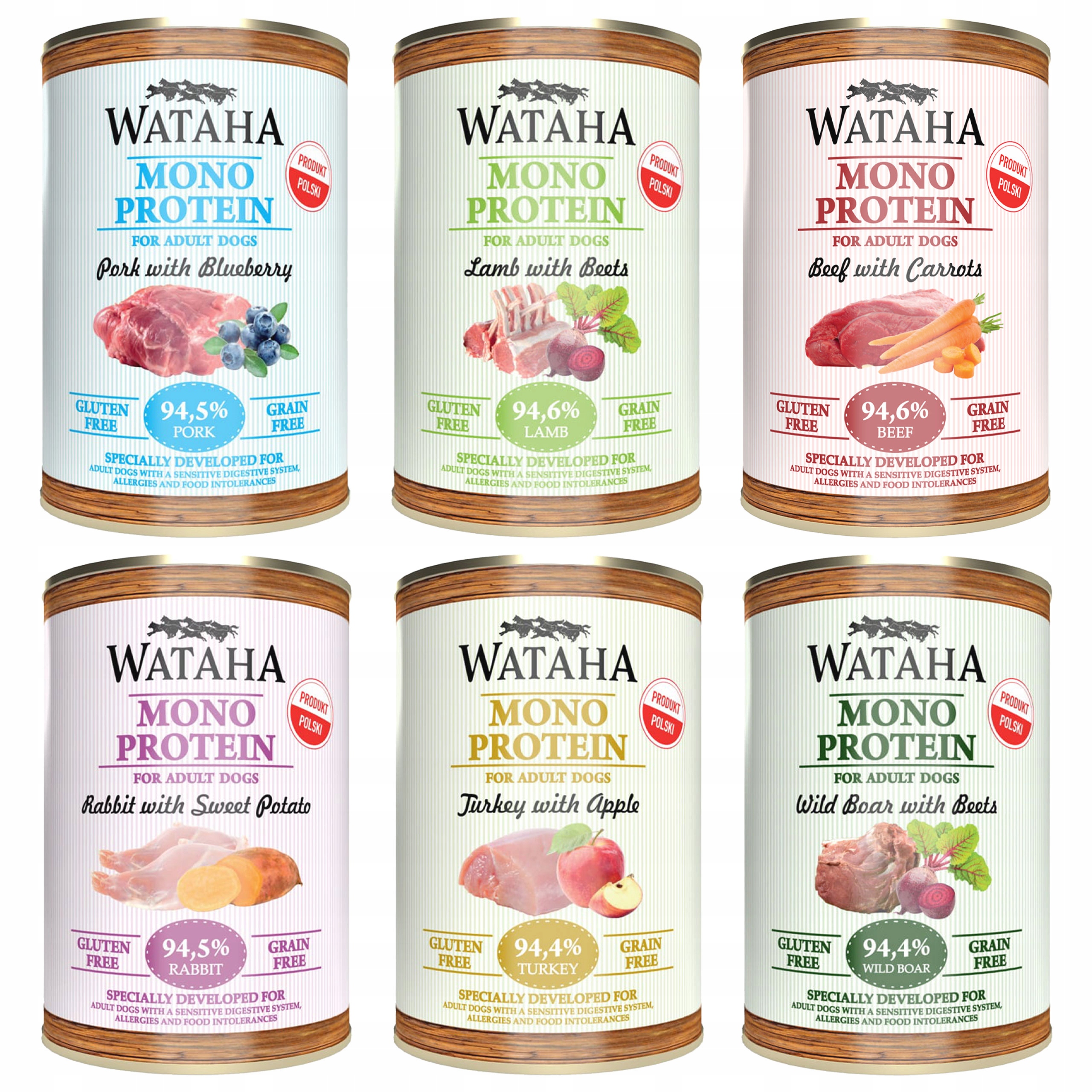 Wataha Mono Protein Adult karma mokra dla psa Mix smaków 6 x 400g