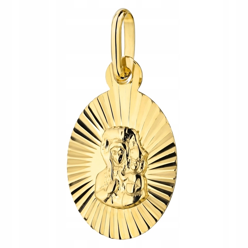 Zlatý Medailonek Přívěsek pr. 333 Oválný s Pannou Marií Čenstochovskou 8k