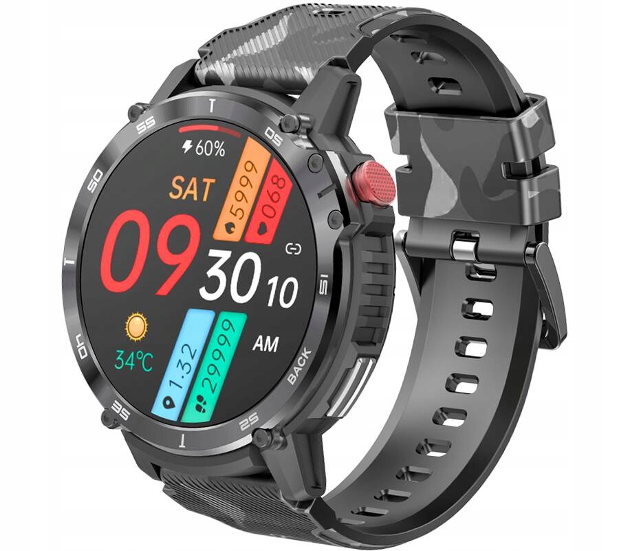 Smartwatch zegarek Rubicon męski RNCF08 czarny Bluetooth tryby sportowe