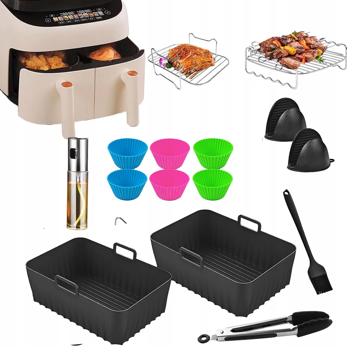 Akcesoria Do Frytkownicy Zestaw 19szt Air Fryer Do Ninja AF300/400 7,6-9,5L