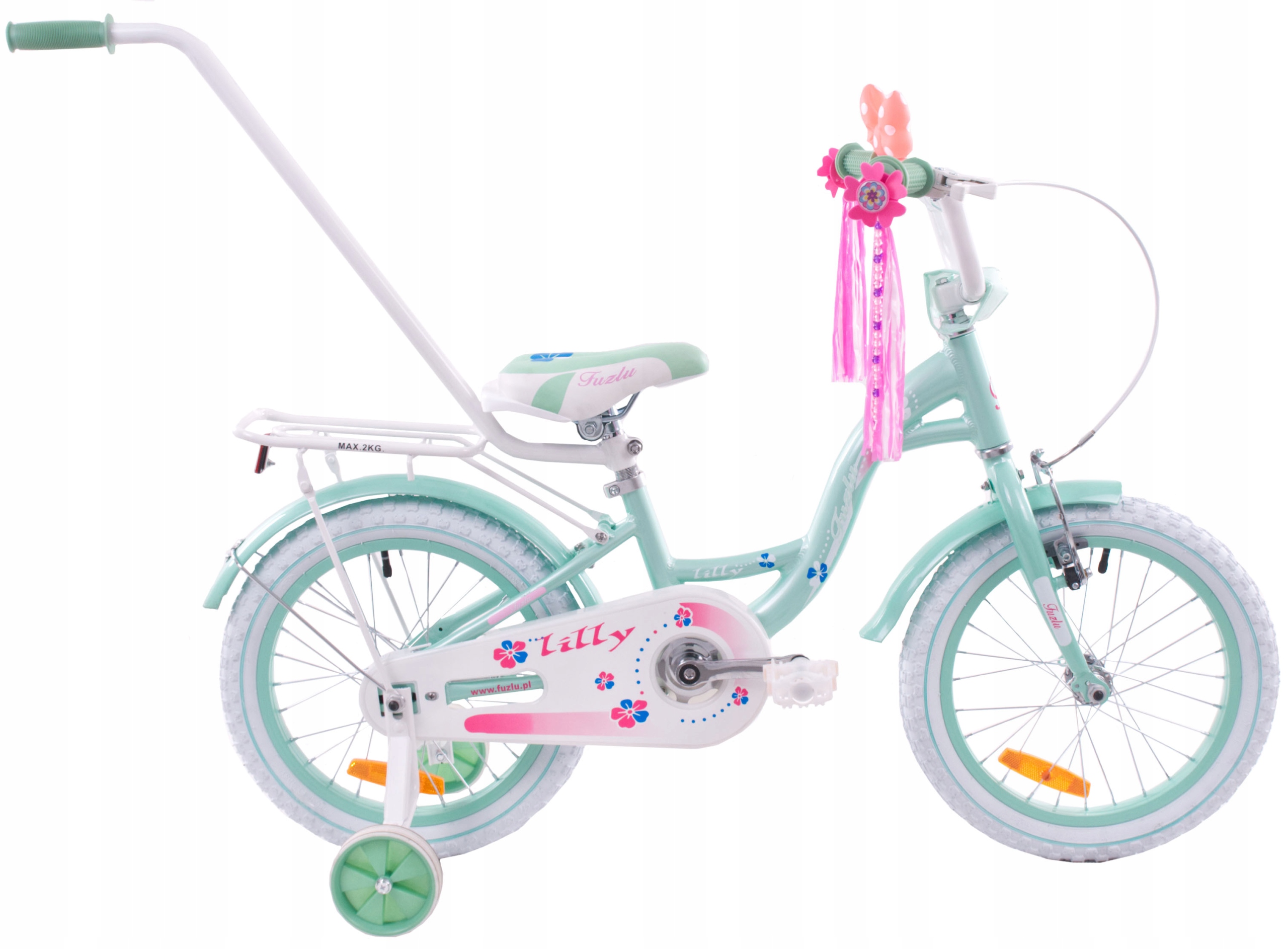 Rower dziecięcy Fuzlu Lilly 16 turkusowo różowy aluminiowy