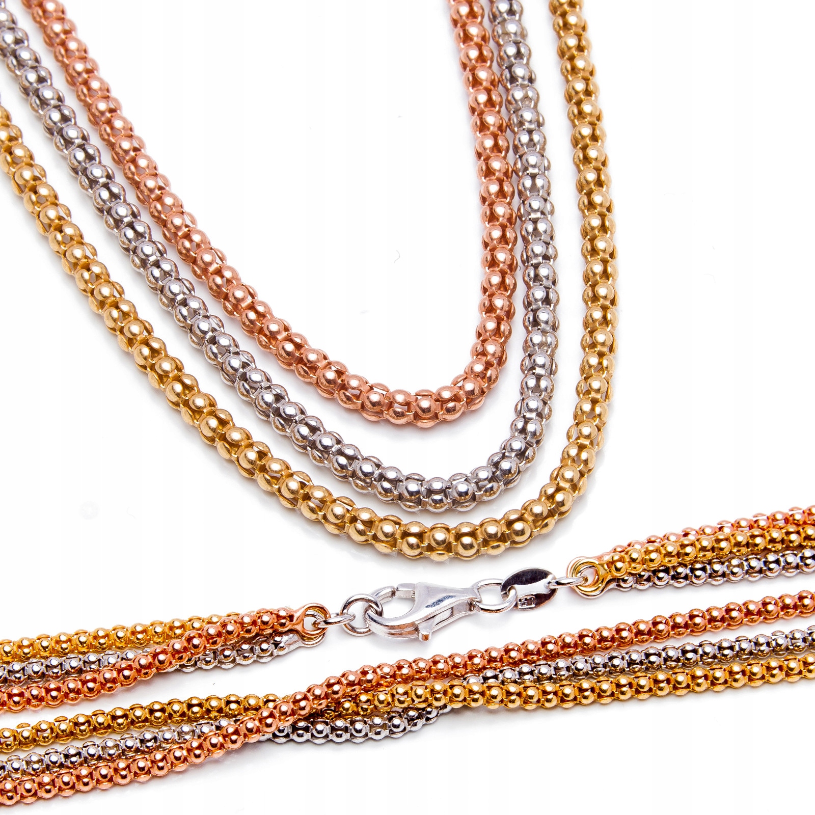 Stříbrný pozlacený náhrdelník s trojbarevnou barvou 50 cm