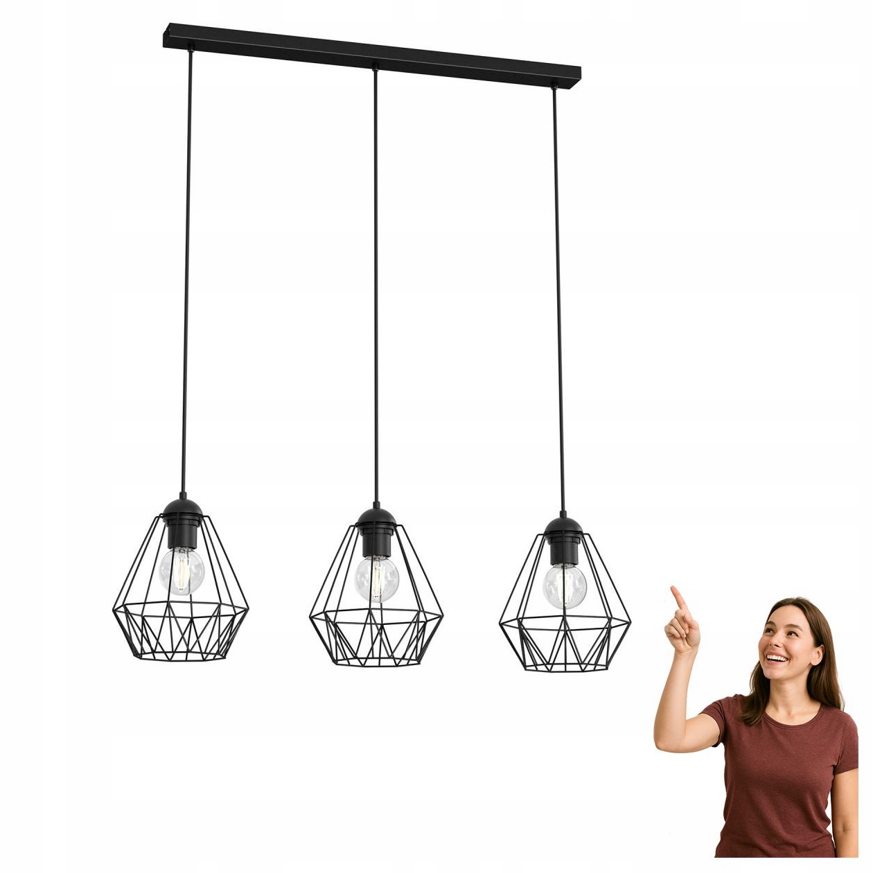 Trojitá závěsná lampa na liště s drátěnými stínítky Bergen 605 Luminex