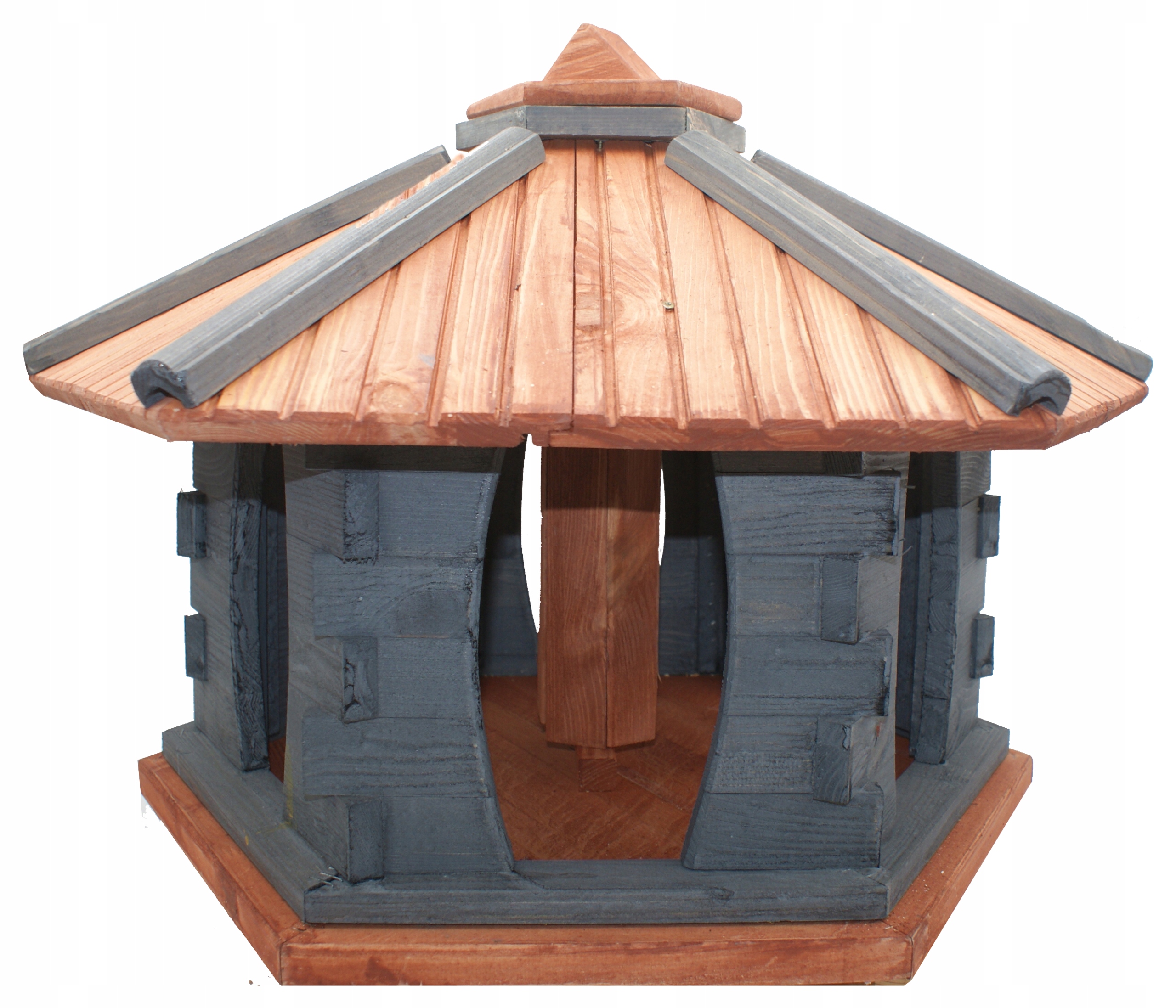 Velké krmítko pro ptáky dřevo tik antracit Kw71 pro stojící zahradu