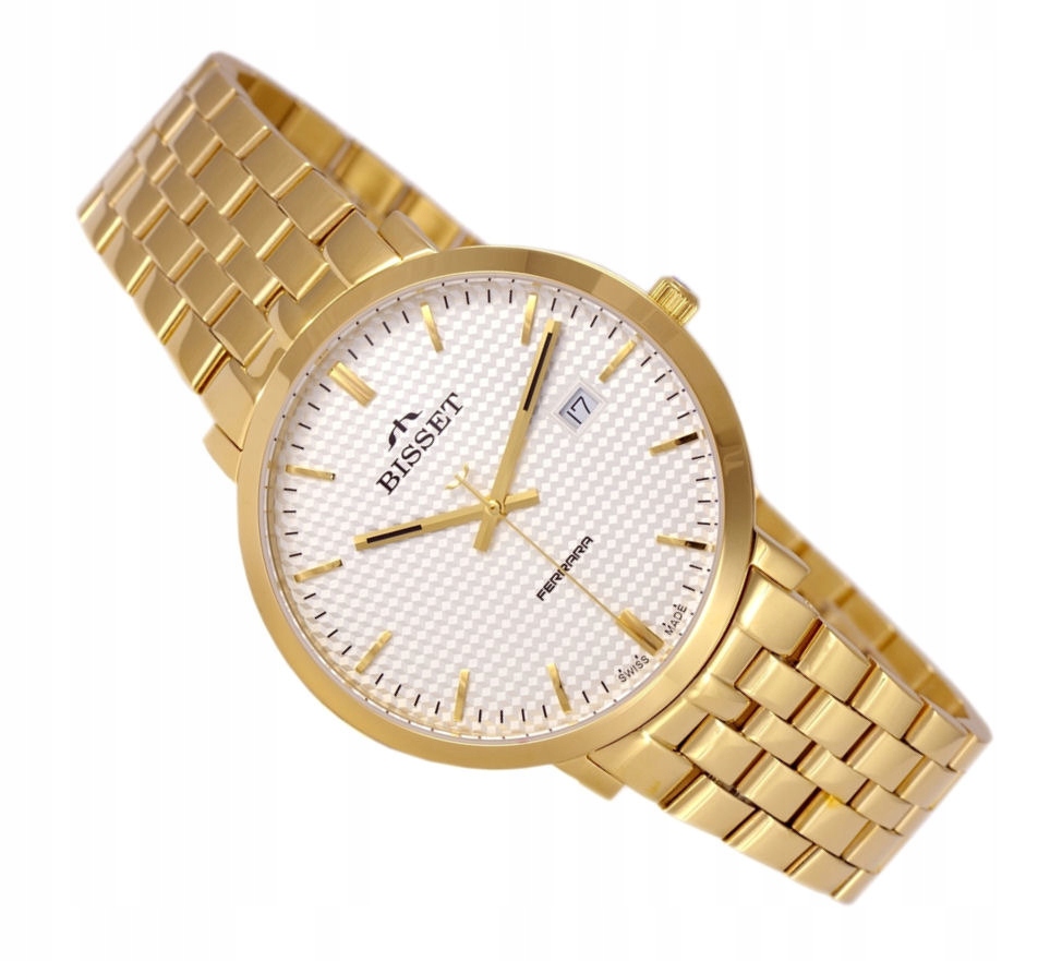 Pánské Zlaté Elegantní Hodinky Bisset BSDE86GISX05BX Ferrara
