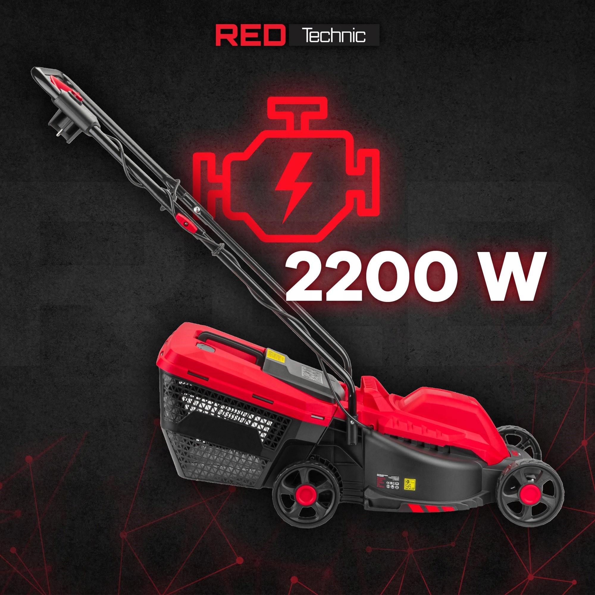 KOSIARKA ELEKTRYCZNA DO TRAWY 2200W NÓŻ 32CM LEKKA DUŻY KOSZ 30L Moc silnika 2200 W