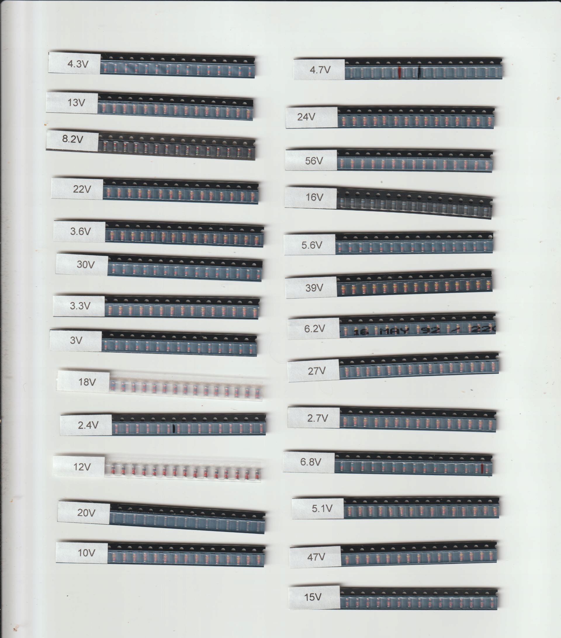 [600szt] Zestaw Diod Zenera Smd minimelf 30x20szt