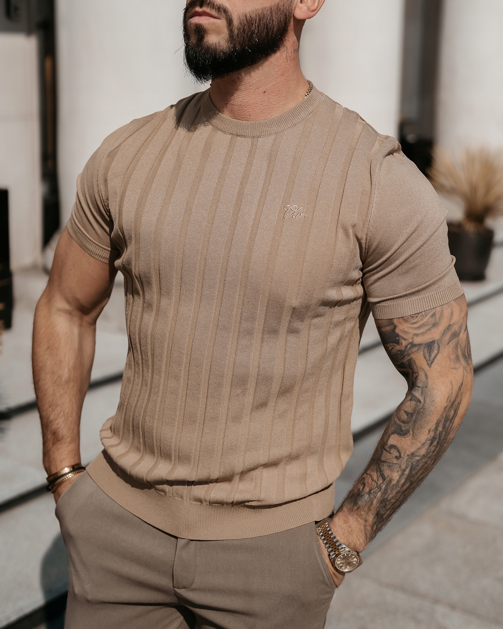 T-shirt męski Olavoga Xae Karmelowy XL